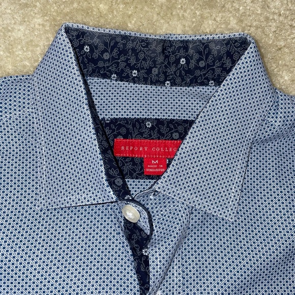 Report Collection patterned button-down shirt - Picture 2 of 7